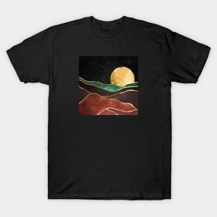 Gold landscape with moon #1 T-Shirt